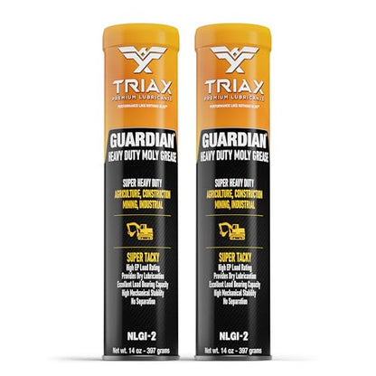 TRIAX Guardian Heavy Duty Grease with Moly, True Multi Purpose, Wheel Bearings, Shock Loaded Components, Extremely Tacky, Zero Separation (2 Pack - 14 Ounce Tubes) - size: Pack of 2 - 14 Ounce Tubes
