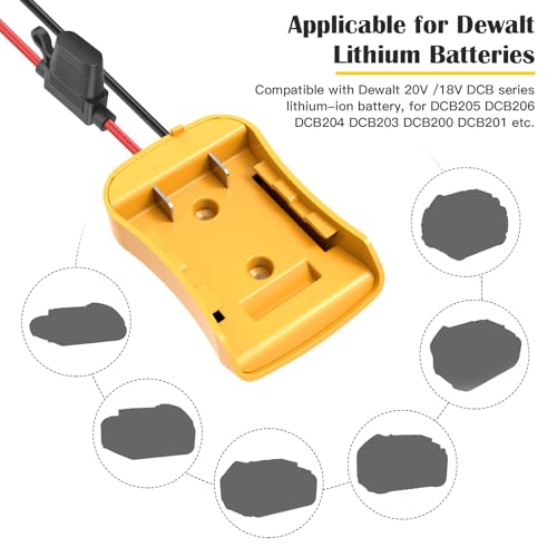 2 Packs Power Wheel Adapter for Dewalt 20V Battery Adapter Power Wheel Battery Converter Kit with Fuses & Wire Terminals, 12AWG Wire, Power Connector for DIY Rc Car Toys, Robotics and Rc Truck