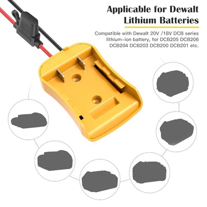 2 Packs Power Wheel Adapter for Dewalt 20V Battery Adapter Power Wheel Battery Converter Kit with Fuses & Wire Terminals, 12AWG Wire, Power Connector for DIY Rc Car Toys, Robotics and Rc Truck