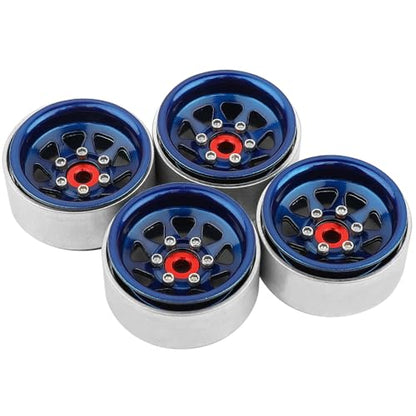 1.0 Beadlock Wheel -3.78mm Offset Wheel Rims for 1/18 1/24 RC Crawler Car Axial AX24 SCX24 FMS FCX24 TRX4M Upgrades (Dark Blue) - color: Dark Blue