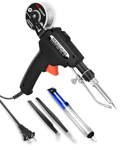 Soldering Iron Kit, NEWACALOX Soldering Gun Automatic Hand-held Solder gun Iron Kit Welding Tool, Desoldering Pump, Tweezers for Circuit Board, Home DIY, Electronic Repair - color: Black