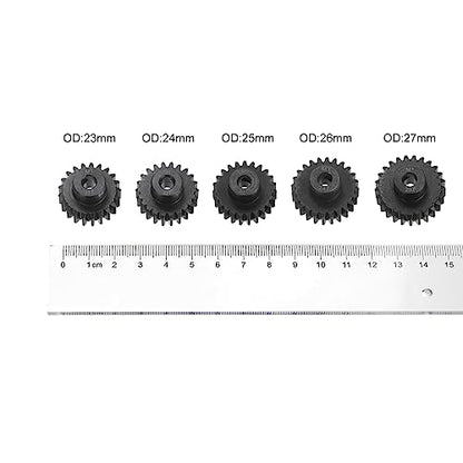 HARFINGTON Mod 1 M1 Pinion Motor Gear Set 5pcs 21T 22T 23T 24T 25T Fit 5mm RC Motor Shaft M1 Pitch Gears for RC Car, with Hex Key - style: 21T 22T 23T 24T 25T