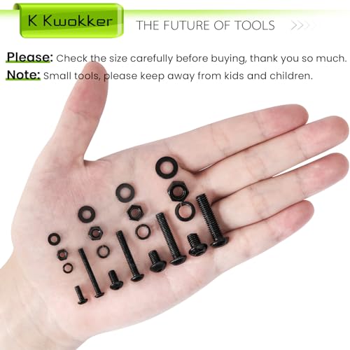 1160Pcs M3 M4 M5 M6 Nuts and Bolts Assortment Kit 20 Size 8MM to 25MM Upgraded Zinc Plated Hex Button Head Cap Metric Machine Screws, 12.9 Alloy Steel Bolts and Nuts Kit with Lock Washers - size: E. M3 M4 M5 M6