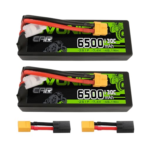 OVONIC 2S LiPo Battery 6500mAh 7.4V 130C RC Battery with XT60 to TRA Connector