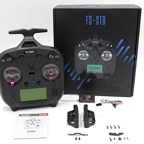 Flysky FS-ST8 2.4GHz 8-10CH 3.0 Radio RC Transmitter Controller FS-SR8 Receiver for RC Drone Quadcopter Car Boat Robot (FS-ST8 Upgraded Version) - style: FS-ST8 Upgraded Version