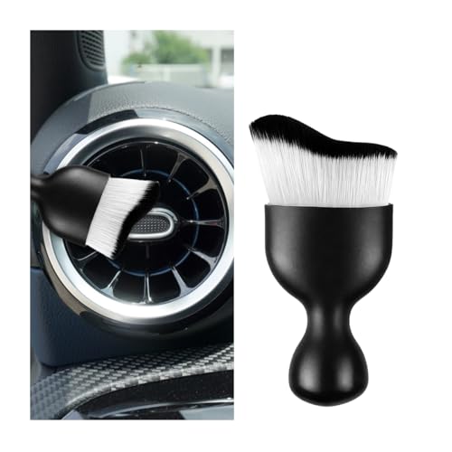 Car Interior Detailing Brush, Curved Soft Bristles Vehicle Removal Dust Collectors, Scratch-Free Automotive Cleaning Tool Accessories, Universal for Truck SUV Sedan (White/Black) - color: White/Black