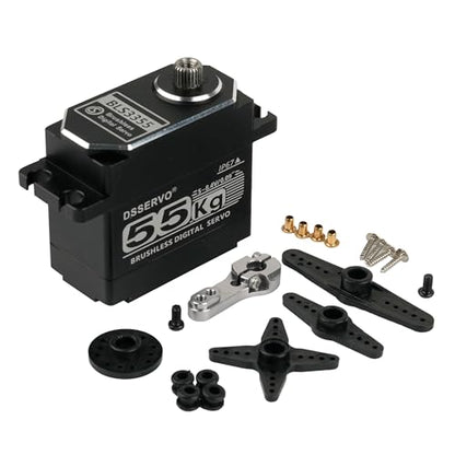 55KG 8.4V Brushless Waterproof IP67 Digital Servo, Full Metal Shell Stainless Gear Motor High Torgue RC Servo, with 25T Servo Horn for Cars Robot Helicopter Crawler (55KG 180 Degree) - style: 55KG 180 Degree 7.4V 55kg Brushless Digital Servo（All Metal）