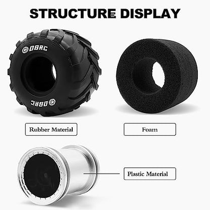 OGRC 1.0" Monster Truck Wheel Tires for SCX24 1/24 RC Crawler Car, 70*49mm | Monster Truck Wheel Rim Tires, M1 Compound, for FMS FCX24 SCX24 B17 Axial 1/24 RC Crawler, Silver - color: Silver