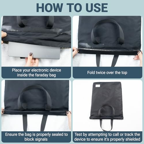 Faraday Bag for Electronics, 19.5X13inch, Anti‑Tracking | Anti-Tracking Faraday Cage with Handle EMP Protection Bag for Laptops Tablets Phones Car Keys - size: 19.5X13inch