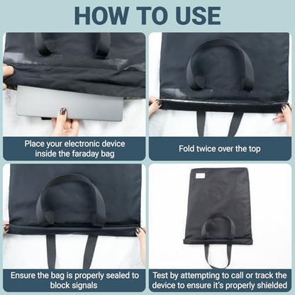Faraday Bag for Electronics, 19.5X13inch, Anti‑Tracking | Anti-Tracking Faraday Cage with Handle EMP Protection Bag for Laptops Tablets Phones Car Keys - size: 19.5X13inch