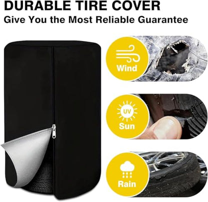 Tire Cover for Lexus RC 300/350/F，Heavy Duty 420D Outdoor Tire Storage Waterproof All Seasonal Protection, with Waterproof Zipper (Holding 4 Tires Within 28 Inch Diameter)