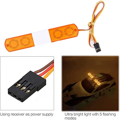 RC Car Alarming Light,WONFAST Multi-Function LED Police Night Light Bar Flash Lamp Compatible with 1/8 1/10 1/12 RC Model Car for HSP TRX4 Tamiya CC01 Axial SCX10(115mm-Yellow) - color: 115mm-Yellow