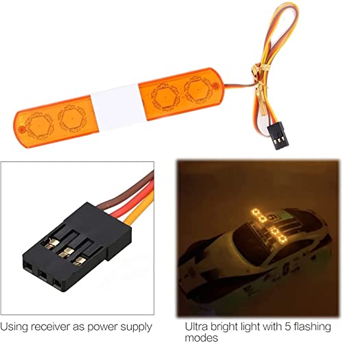RC Car Alarming Light,WONFAST Multi-Function LED Police Night Light Bar Flash Lamp Compatible with 1/8 1/10 1/12 RC Model Car for HSP TRX4 Tamiya CC01 Axial SCX10(115mm-Yellow) - color: 115mm-Yellow