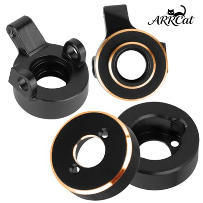 Brass Wheels Weights Steering Knuckles Upgrades Part for 1/30 SCX30 Chev rolet K10/Jeep Wrangler JLU 4X4/F0rd Bronco 4X4 RC Crawler,Front Portal Steering Blocks & Rear Hub Weight,Black