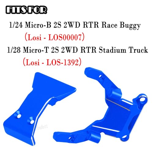 RC Aluminium Upgrades Part for L0S1 1/24 1/28 Micro-B(LOS00007)/Micro-T(LOS-1392) 2S 2WD,Front Bumper/Rear Wing Mount/Front Bulkhead Skid Plate/Servo Mount/Bearings Kit,Navy Blue - color: Navy Blue-(upgrades Part）