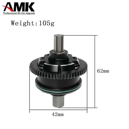 AMK 57T Metal Center Diff Set, Replaces ARRMA ARA311165 Steel Center Differential, Compatible with Arrma 1/10 Kraton Outcast 4S V2 BLX, 1/8 Mojave 4S BLX – Upgrade Parts & Accessories (Black) - color: Black