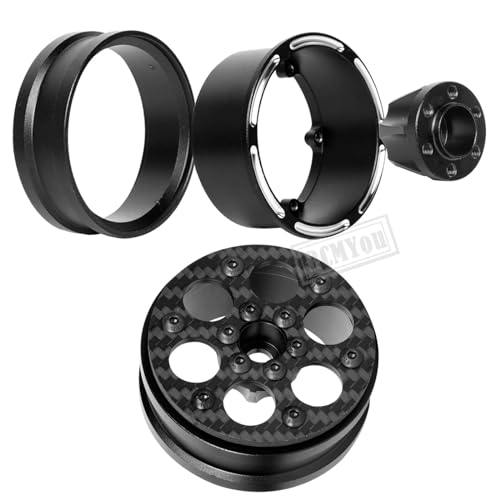 RC 1.9In Beadlock Wheels Ultra Lightweight Performance Carbon Fiber faceplate for 1/10 TRX4 TRX6 SCX10 I II III 90046 AXI03007 MST CFX D90 VS4-10 Gen8 RC Crawler Car(Black-B) - style: Black - (B)