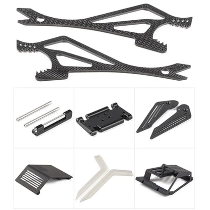 Wolf-Head Carbon Fiber LCG Chassis Kit, Black Rails | With 3D Printed Panels Electronics Tray, Forward Angled Delrin Skid Plate, for 1/10 RC Crawler 1.9S Cheater Rigs Comp Builds - color: Black Kit