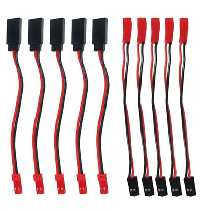 5 Pairs JST Plug to JR Connector Male Female Cable 10cm Servo Adapter Wire for RC Plane Helicopter Car (JST to JR-10pcs) - color: JST to JR-10pcs