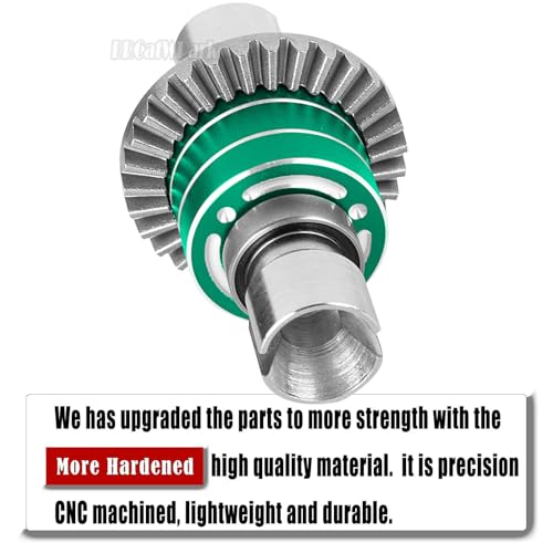 RC Front Rear Differential & Input Gear Upgrades Part for 1/14 H14BM 14209 14210 14301 14303 1/16 H16BM H16PL H16GT H16DR 16207 16208 16209 16210,BRCatWPark Steel Front & Rear Diff Set,Green - color: Green - (Front Rear Differential & Input Gear)