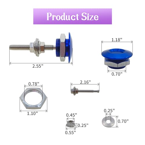4Pcs Quick Latch Hood Pins, Universal Aluminum Quick Release Lock Latch Bumper, License Plate Lock Clip for Bumper Hood or DIY 1.25 inch(Blue) - color: Blue