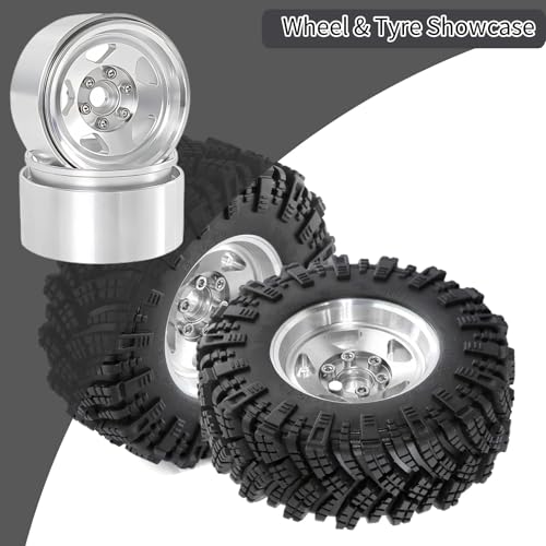 1.9 Beadlock Wheels, 4pcs Silver | Aluminum RC Rims Hub with Positive Offset 12mm Hex for 1/10 RC Crawler Axial SCX10 II III 90046 AXI03007 Traxxas TRX4 TRX6 - color: Five Models-silver
