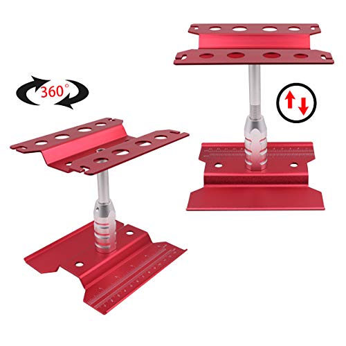 Aluminum Alloy RC Car Work Stand Repair Workstation 360 Degree Rotation Lift Or Lower Compatible with traxxas TRX-4 Axial SCX10 D90 HSP HPI 1/8 1/10 1/12 Scale RC Crawler Car (Red)