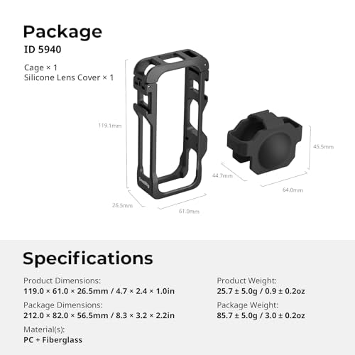 SmallRig Cage for Insta360 X4 Air, Plastic Protective Case for Insta360 X4 Air, Built-in Cold Shoe Mounts & 1/4" Locating Hole, with Silicone Lens Cover - 5940 - style: for Insta360 X4 Air（Lite)