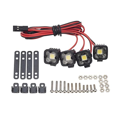 DKKY RC Car Lights LED Spotlights 1/10 Scale RC Crawler Accessories for Axial SCX10 90046 Traxxas TRX4 TRX6 Wraith RR10 MST Redcat Gen8 (4 Single Lights Without Controller) - style: 4 Single Lights without Controller