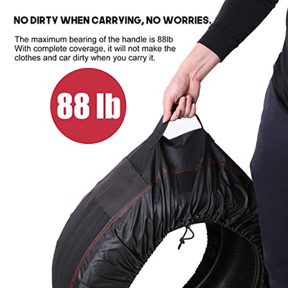 Seasonal Tire Totes, Spare Tire Cover, Portable Winter Wheel, Handle for Easy Transportation, Fits Tires Tire Diameters 21” to 31.5”, Set of 4 Bags Black