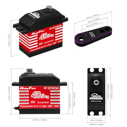 RC Digital Servo, IP67 Waterproof 40KG Metal Gear Servo High Torque Servo with 25T Servo Horn for 1/12 1/10 1/8 RC Car RC Crawler Robot Boat, Red - color: Red