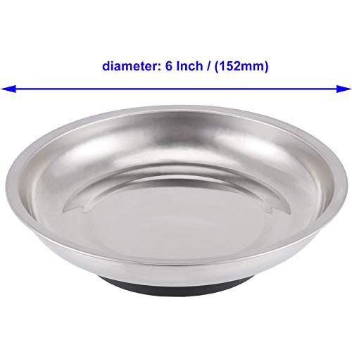 8 PCS Magnetic Bowls 6 Inches, Magnetic Trays Set Round, Stainless Steel Magnetic Parts Tray Set for Bolts, Pins, Screws, Nuts, Small Parts Tools Organization for Workshop, Garage, Craft Room