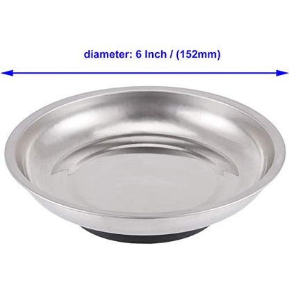 8 PCS Magnetic Bowls 6 Inches, Magnetic Trays Set Round, Stainless Steel Magnetic Parts Tray Set for Bolts, Pins, Screws, Nuts, Small Parts Tools Organization for Workshop, Garage, Craft Room