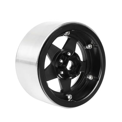 Aluminum 2.2" Beadlock Wheel Offset -10mm Metal Rims for SCX10 RR10 TRX4 VS4-10 Gen8 1/10 RC Crawler Car Upgrade Parts (5-Spoke, Black) - color: 5-spoke, Black