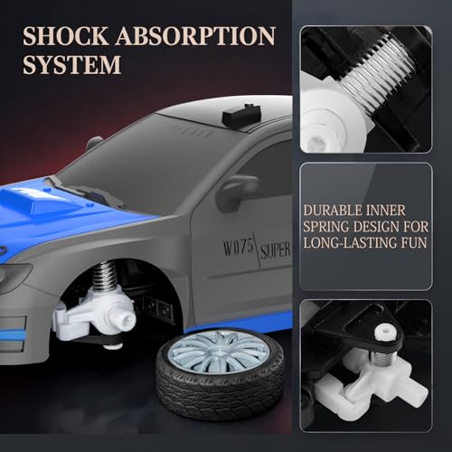 Remote Control Car RC Drift Car 2.4GHz 1:24 Scale 4WD 15KM/H High Speed Model Vehicle with LED Lights Drifting Tire Racing Sport Toy Car for Adults Boys Girls Kids Gift - color: F-grey
