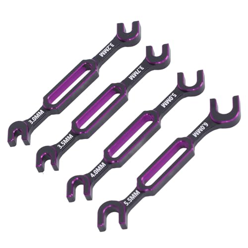 4PCS RC Wrench, Premium Aluminum Alloy Turnbuckle Nut Ball Joint Remover Tool with 3.0 3.2 .5 .7 4.0 5.0 6.0mm Sizes, for RC Car Boat Drone Crawler Truck DIY (Purple) - color: Purple