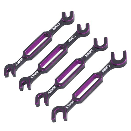 SUNGOOYUE 4PCS RC Wrench, Aluminum Alloy Turnbuckle Nut Ball Joint Remover with 3.0mm 3.2mm .5mm .7mm 4.0mm 5. 5.5mm 6., for RC Car Boat Drone Crawler Truck Plane Robot DIY (Purple) - color: Purple