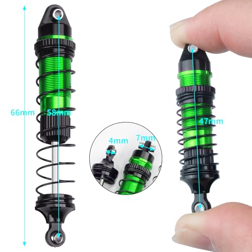 RC Shock Absorber Set, Aluminum Front Rear Shock Absorber Oil Damper for Losi 1/18 Mini LMT 4X4 Brushed Monster Truck RTR Upgrade Parts