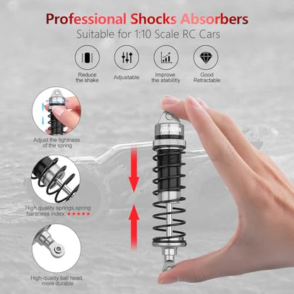 2PCS 1/10 RC Car Aluminum Front Shocks Replacement of AR330550 Update Parts | Compatible with Arrma 1/10 Typhon 3S/2S Granite 4x4 Bigrock Senton Shock Absorber Assembled - color: Gray Black 2Pcs F
