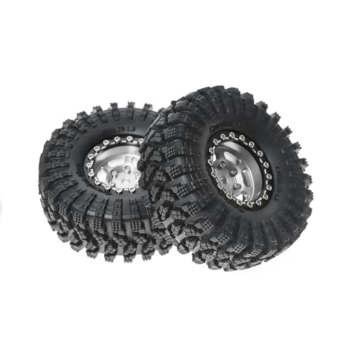 1.3” Aluminum Beadlock Wheels & All-Terrain Trail Tires Set, -8.0mm Offset, 66×26mm, 7mm Hex, Foam Inserts, Fits 1/18 1/24 TRX4M SCX24 AX24 FCX24 Ascent-18, Pre-Assembled 4 pcs (White) - color: White