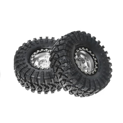 1.3” Aluminum Beadlock Wheels & All-Terrain Trail Tires Set, -8.0mm Offset, 66×26mm, 7mm Hex, Foam Inserts, Fits 1/18 1/24 TRX4M SCX24 AX24 FCX24 Ascent-18, Pre-Assembled 4 pcs (White) - color: White