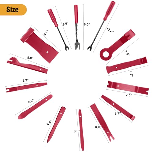 GOOACC 330Pcs Trim Removal Tool, Auto Push Pin Bumper Retainer Clip Set Fastener Terminal Remover Tool Adhesive Cable Clips Pry Kit Car Panel Radio Removal Auto Clip Pliers, Red - color: 330pcs Clips Removal Kit Red