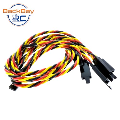 BackBayRC - 12in 20awg Male/Female w/Clip Universal Servo Extension - 5 Pack - style: 12in Male/Female Extension w/ Safety Clip