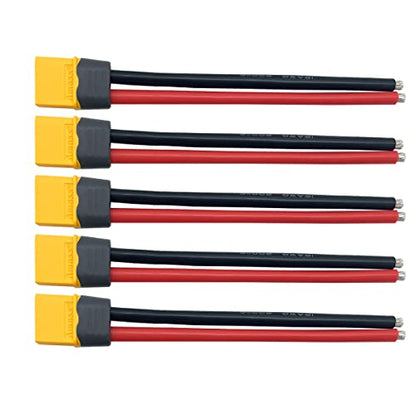 5Pairs XT60H (XT60 Upgrade Plug Male Female Extension Connector Adapter with Sheath Housing with 12AWG 10cm Silicone Wire for RC Lipo Battery FPV Racing Drone - style: XT60H