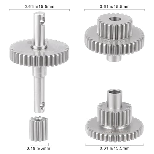 Transmission Gear Set Stainless Steel High Speed Diff Gear for Traxxas TRX4M TRX4MT 1/18 RC Crawler Upgrades (9.7:1) - size: 9.7:1