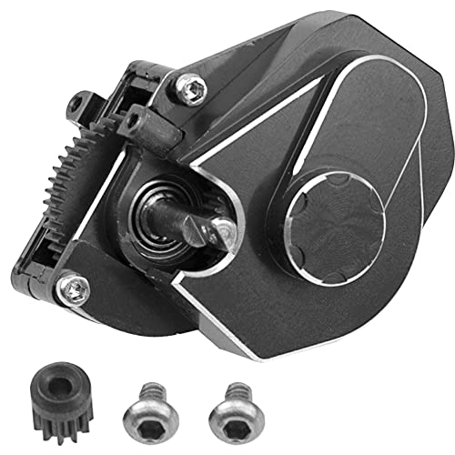 ShareGoo Aluminum Complete Transmission Gearbox w/Transmission Gear Upgrade Part Compatible with Axial SCX24 Deadbolt C10 JLU Gladiator Bronco 1/24 RC Crawler Car (Black) - color: Black