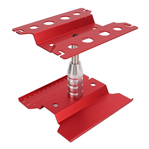 RC Car Repair Work Stand, Aluminum Alloy Durable Adjustable Height with Screw Tray Magnetic Pads for 1/8 1/10 1/12 1/16 Scale Remote Control Cars (Red) - color: Red