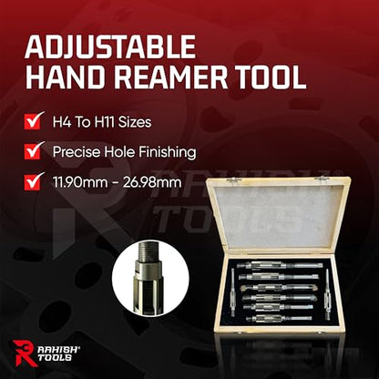Adjustable Hand Reamer H4-H11 for Metal & Wood Repairs, 15/32" to 1-1/16" | Carbon Steel Construction, Straight Flutes, 11.90-26.98mm Capacity, Expandable Blades, Bore Sizing, Hole Finishing Tool - size: H4 to H11 - 8Pcs
