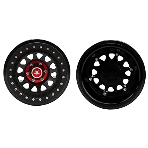 VBESTLIFE 4 PCS 2.9 Inch Wheels 12 Hole Alloy Wheels, 1/6 RC Car Wheels for AXAIL SCX6 1/6 RC Car - color: Black