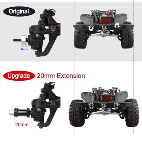 4-Pack HobbyPark 12mm Wheel Hex Drive Hubs Combiner Coupler Aluminum 20mm Offset Extension for 1/10 RC Crawler Car Parts (Black) - color: Black, size: 20mm Length